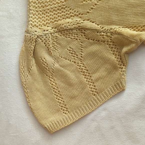 Vintage Spring Knit Short Sleeve Pointelle Sweater - Picture 6 of 12